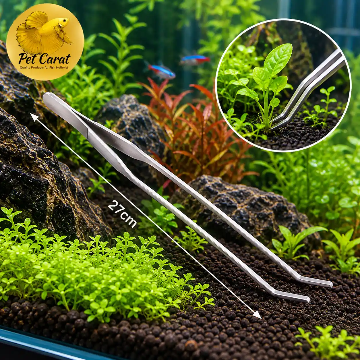 Aquarium Stainless Steel Angled Tweezer 27cm