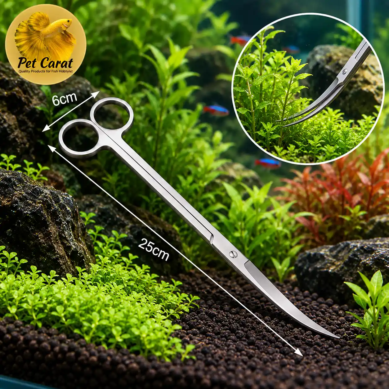 Aquarium Stainless Steel Curved Scissor 25cm